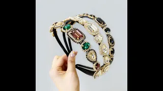 Women Crystal Hairband Gilrs Hair Accessories Lady Hair Bands Thin Turban Alloy HeadBand Coloured