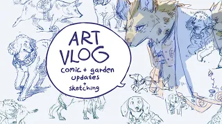 Artist vlog | Comic updates, gardening and character sketching timelapses (July-August)