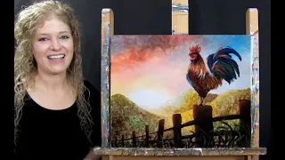 How to Paint MORNING RISE ROOSTER with Acrylic - Paint and Sip at Home - Step by Step Tutorial