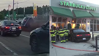 Car smashes into Starbucks after wild ride on Route 1