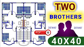 40*40 two brothers house plan | 1600 sqft house design with 6 bhk