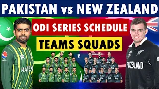 Pakistan vs New Zealand ODI series schedule & both teams squads. Pakistan Squad | New Zealand Squad