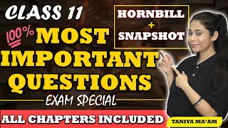 Class 11 Most Important Questions 2023-24 | Exam Special | Hornbill+Snapshot | Class 11 All chapters