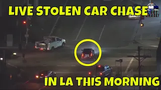 LIVE POLICE CHASE OF A STOLEN CAR IN LA THIS MORNING