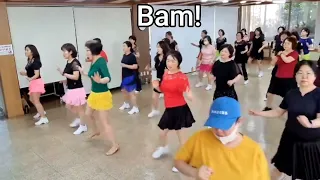 Bam! Line dance💃💃/뱀라인댄스/Improver/#대구칠곡어울아트센터#🌸함께여서 넘 행복해요~🌸#대구임수연#라인댄스#