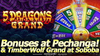 5 Dragons Grand Slot Machine Bonuses at Pechanga and Timber Wolf Grand at Soboba Casino!