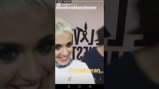 Katy Perry with Niall Horan and Perrie Edwards Backstage by Ariana Grande Concert in Manchester