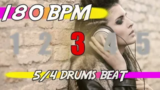 ✅ 180 BPM - 5/4 Drums Beat 🥁 Ten minutes backing track