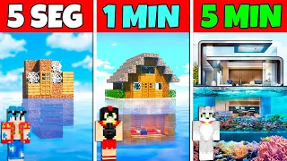 Construimos LA MEJOR CASA DE LUJO para COMPAS 😂⏰ EN 5 SEGUNDOS VS 1 MINUTO VS 5 MINUTOS 😱 MINECRAFT