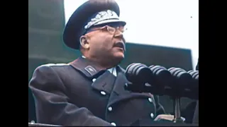 USSR anthem at 1957 revolution day parade [color version]