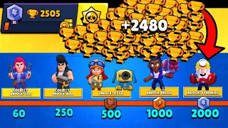 NONSTOP to 2500 TROPHIES Without Collecting TROPHY ROAD! Brawl Stars