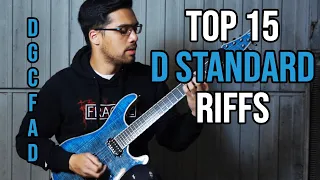 Top 15 D Standard Guitar Riffs (DGCFAD)