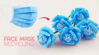 🌼 Make Easy Flowers using Face Mask | Face Mask RECYCLING Ideas