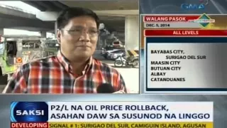 Saksi: P2/L na oil price rollback, asahan daw sa susunod na linggo