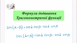 Формули додавання. Тригонометричні функції. Алгебра 10 кл.