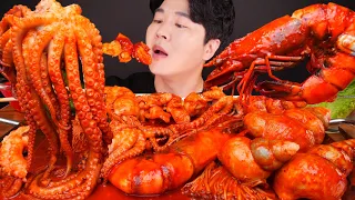 MUKBANG ASMR | SPICY SEAFOOD BOIL 직접 만든 해물찜 먹방 OCTOPUS GIANT SHRIMP SQUID SEA SNAILS ENOKI MUSHROOM