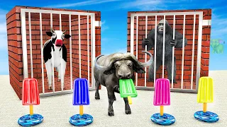 Dinosaur Cow Lion Mammoth Elephant Guess the Ice Cream Challenge Animals Prison Escape Game