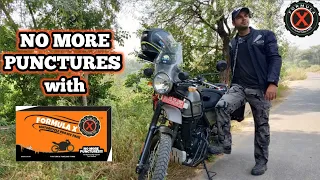 Royal Enfield Himalayan tube tyre puncture proof with Formula X Gel | Installation #formulaxsealant