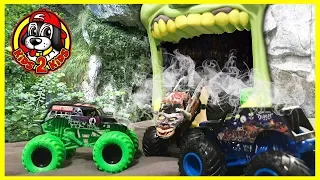 Zombie Madness Time Travel Cave | Monster Jam Toy Trucks Playset (ft. Grave Digger & Son Uva Digger)