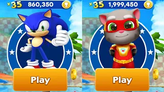 Sonic Dash vs Talking Tom Hero Dash -Baby Sonic Unlocked vs All Bosses Zazz Eggman All 32 Characters