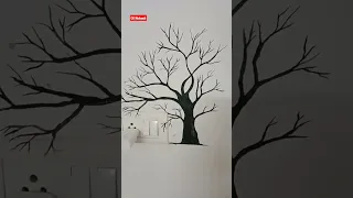 Wall painting tree easy drawing tree Wall paint #shorts