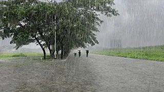 Heavy rain in my village | heavy rain and thunderstorms | Sleep instantly with the sound of rain