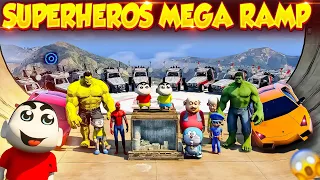 Mega Ramp Challenge With Shinchan Pinchan Doraemon  & Avengers😱Full Fun🤣