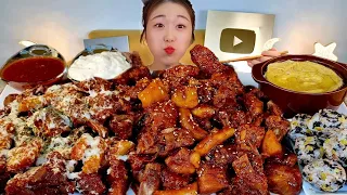 ASMR 🥹 Spicy braised pork ribs, Steamed eggs, Rice ball MUKBANG