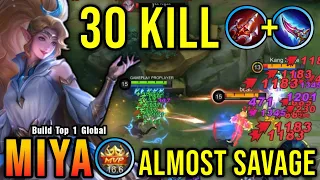 30 Kills + MANIAC!! Next Level Play Miya One Hit Build - Build Top 1 Global Miya ~ MLBB