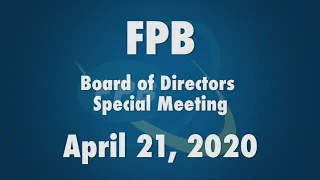 FPB Special Meeting April 21, 2020