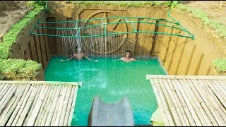 Build Swimming Pool Water Slide Around Secret Underground House - Part 2