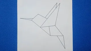 GEOMETRIC DRAWING (HUMMINGBIRD) PAINTED WITH LINES / EASY TO DO