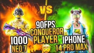 IQOO NEO 7 PRO VS IPHONE 14 PRO MAX ft.@CozoIsLive 😳🔥| IQOO NEO 7 PRO GAMEPLAY |90FPS VS 90 FPS 🔥😳