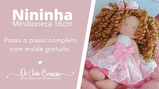 Aula completa - Miniboneca Nininha -  (Molde gratuito na descrição do video)