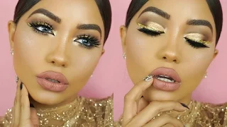 NEW YEARS EVE GOLD GLITTER MAKEUP TUTORIAL | Melly Sanchez