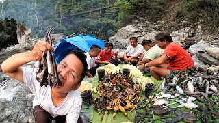 Frog Hunting, Cooking and Eating in Camping Mountain River ! PAHA ! Toad Hunting in Night at Nepal