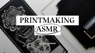 Unintentional Art ASMR | Linocut Printmaking Process | paper tearing rolling ink pressing lino block