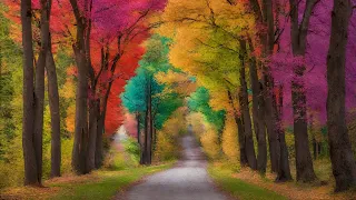 Colorful Enchanted Trees | 1 Hour of Sleepy Fantasy Ambient Music | With Rain Sounds