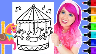 Coloring a Carousel 🎠 Merry-Go-Round Coloring Page | Ohuhu Art Markers