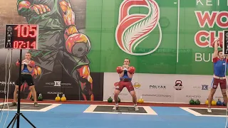 Mikhail Kvashnin. Jerk 149 (2*32kg). World championship 2021, Budapest