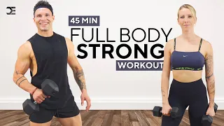 45 Min FULL BODY DUMBBELL WORKOUT | Strength & Muscle Building with Weights