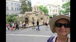 GREECE, Rick Steves Athens City Walk, Part 1 of 3, Syntagma Square, Ermous St, Kapnikarea, Cathedral