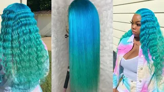 Blue Mermaid Hair Color 🐬💦💚 | Tinashe Hair |
