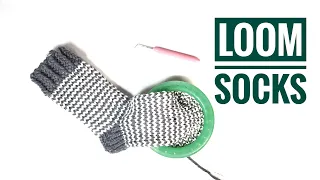 How to Loom Knit Striped Socks (DIY Tutorial) [Improved Version]