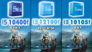 i3 12100f vs i5 10400f vs 10105f in 8 games with god of war