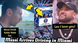 Neymar reaction on Messi's Banner as Miami Heat Welcome Leo as Messi Driving & Drink Yarba Mate Tea