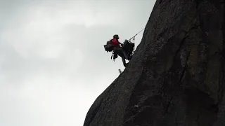 Dramatic rescue of rock climber off ledge by helicopter