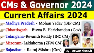CM & Governor New List 2024 | मुख्यमंत्री और राज्यपाल 2024 | Current Affairs 2024 #governor #cm
