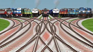 9️⃣ Indian Train Crossing On Branched Railraod Track | diesel V's electric locomotive #railsvideo