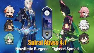 C0 Neuvillette and Dehya Burgeon & C1 Tighnari and Yae Spread | Spiral Abyss 4.1 Genshin Impact